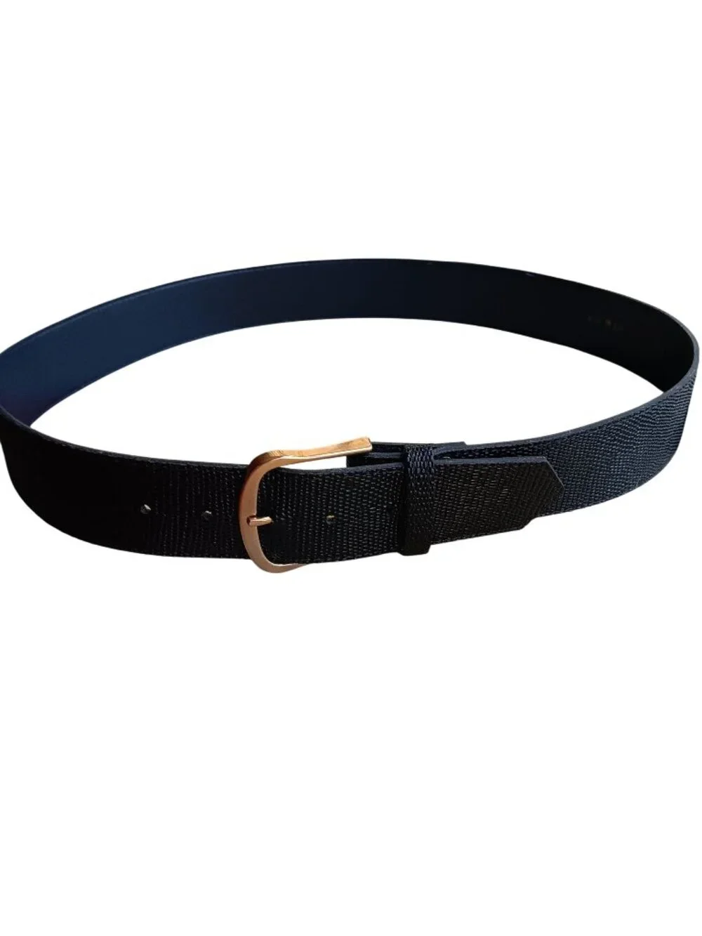 Vintage 1960's sz 12 Vegan Vinyl Texture Belt brass Buckle 30 31 32 waist
